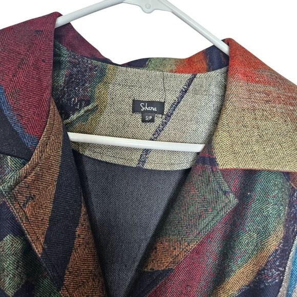 Shana Long Vest Abstract Sleeveless Collared Pockets S Art to Wear Lagenlook - Picture 3 of 11